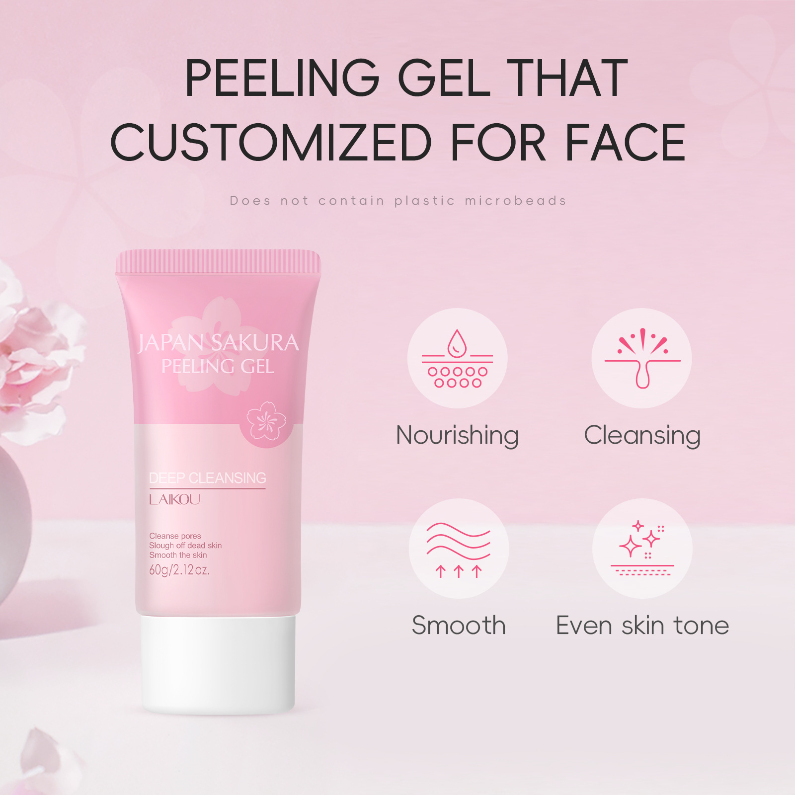 Cross-border LAIKOU Sakura Exfoliating Gel 60g Facial and Body Cleansing Exfoliating Gel English export details Picture
