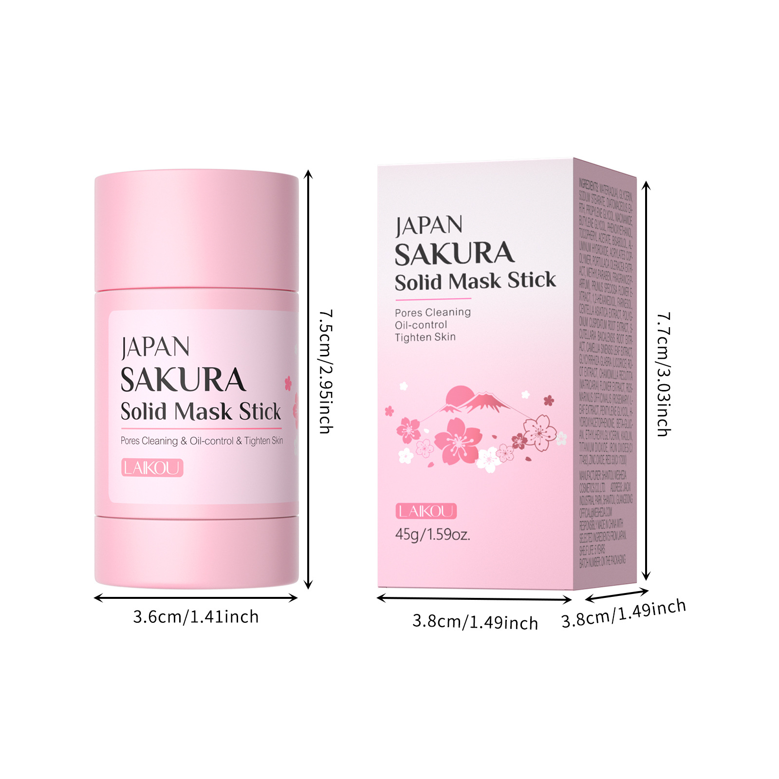 The new cross-border product, Laikou Sakura Solid Mask Stick, is a 45g spreadable mask mud for cleansing the skin Item Picture