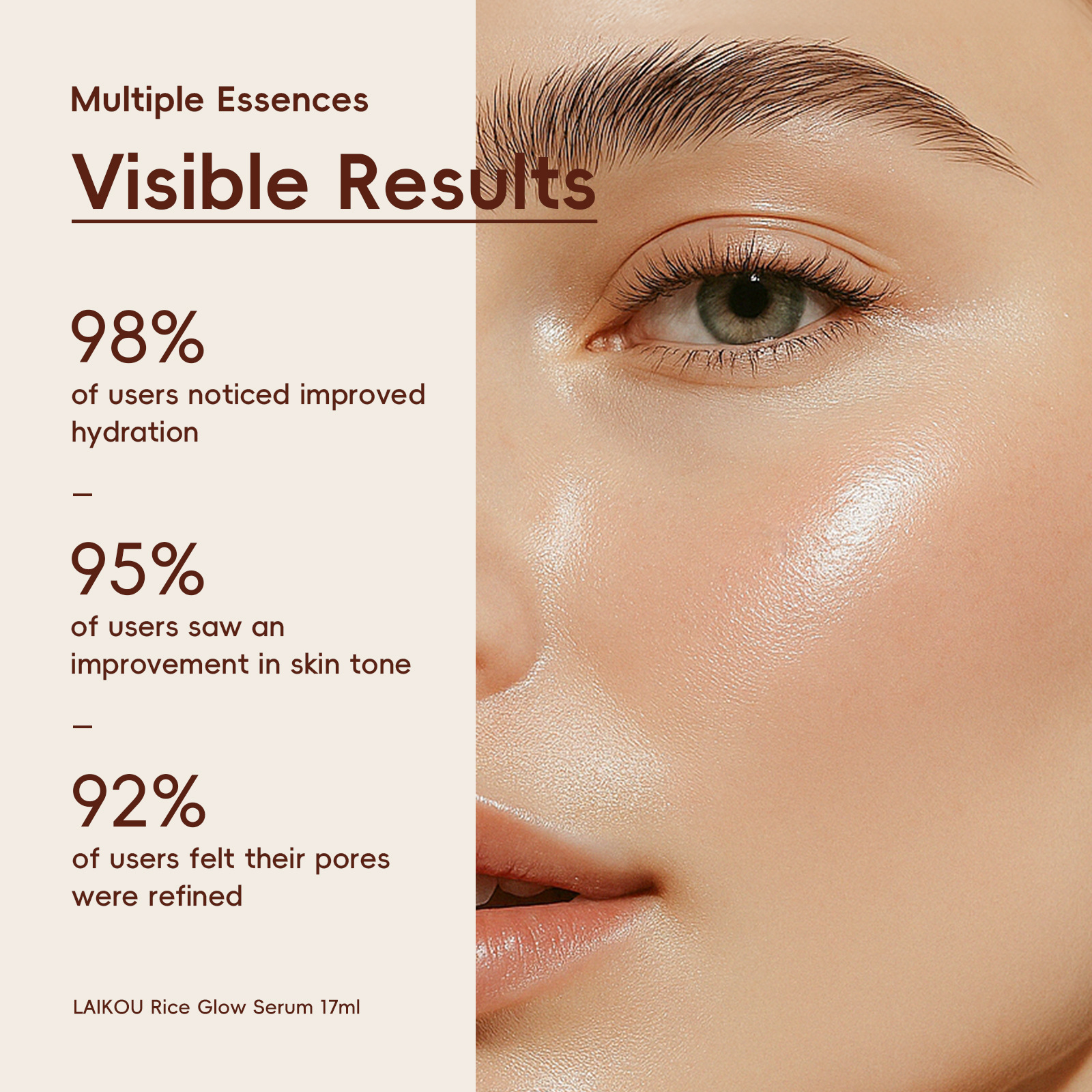 The new cross-border product LAIKOU rice serum 17ml hydrating and moisturizing FDA skin care product Rice Serum manufacturer Application Scenario