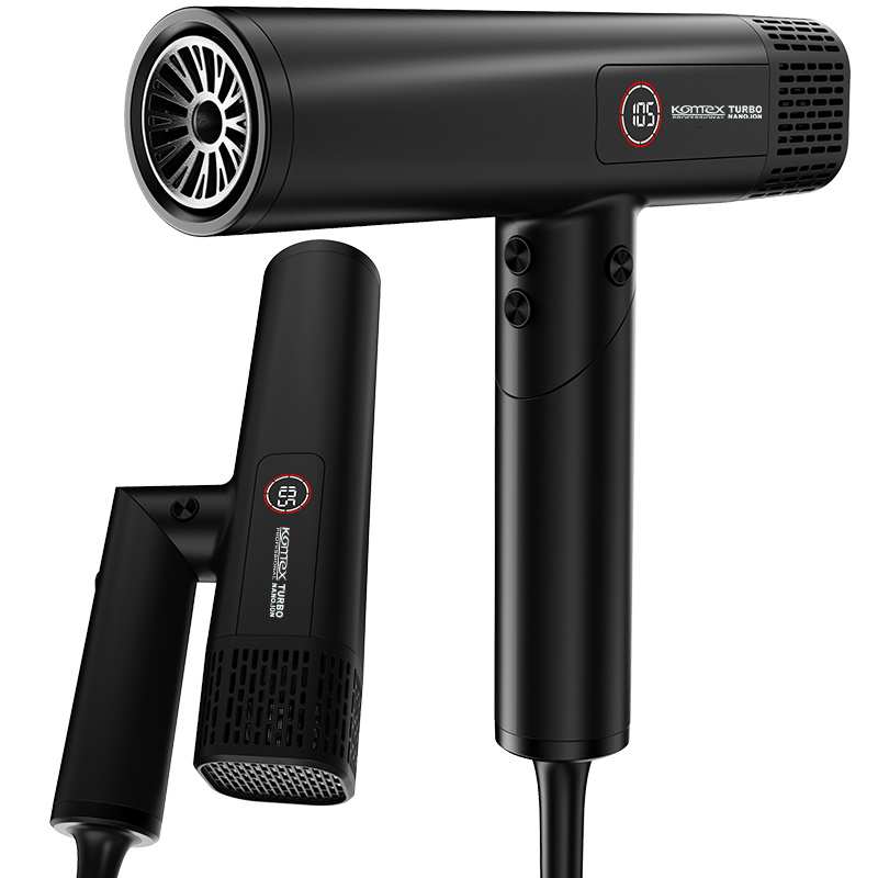 KOMEX cross-border new products: High-speed brushless 110,000 RPM folding hair dryer for Europe and America, high-power constant-temperature negative ion hair dryer, and salon screen display hair dryer
