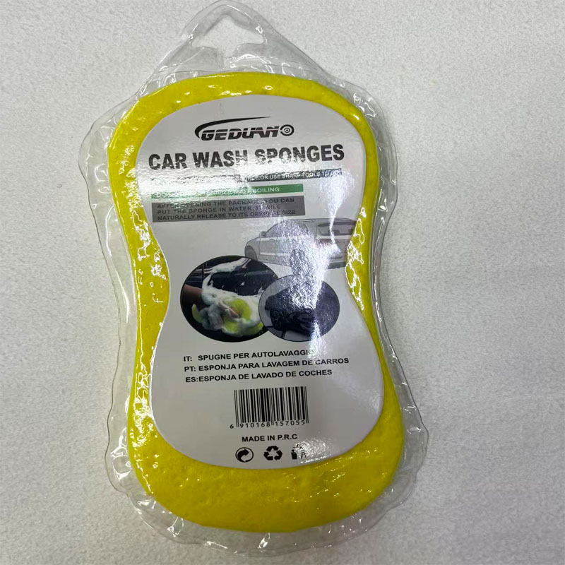 Car wash sponge, an eco-friendly material cleaning and beauty product. When the compressed sponge comes into contact with water, it expands and can produce rich foam to remove stubborn stains Specification image