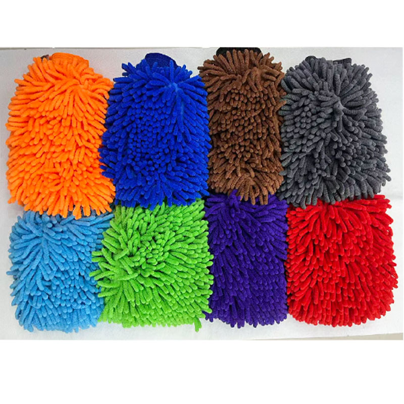 汽车清洁美容工具 超细纤维雪尼尔大号洗车手套，毛毛虫强力吸水手套，轻松擦洗车子及家具，柔软不伤漆面，清洁除尘干湿两用