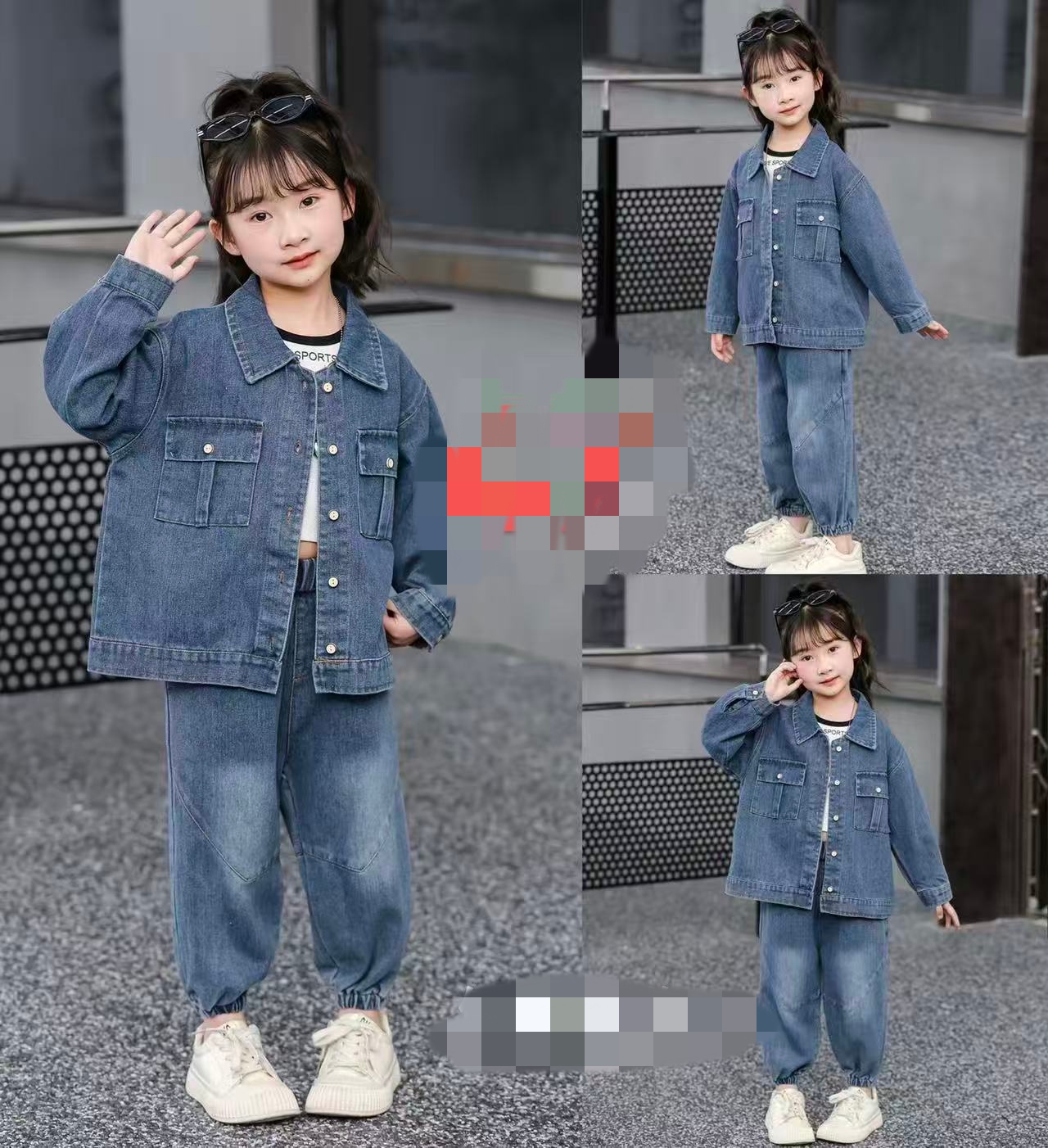 男女童牛仔套装时尚休闲