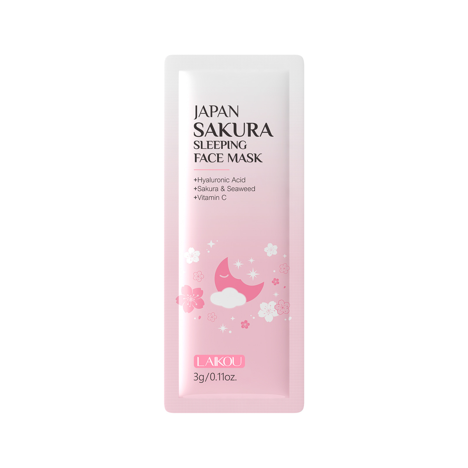 Laikou Sakura Sleeping Mask 1 sheet, 3g hydrating and moisturizing skin care product, all English available in stock for export Item Picture