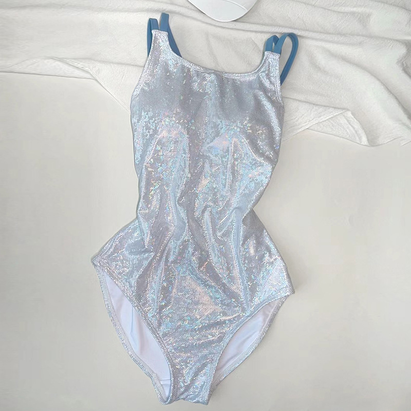 Women's High-End One-Piece Triangular Racing Professional Sports Double-Layer Swimsuit With Chest Cushion Item Picture