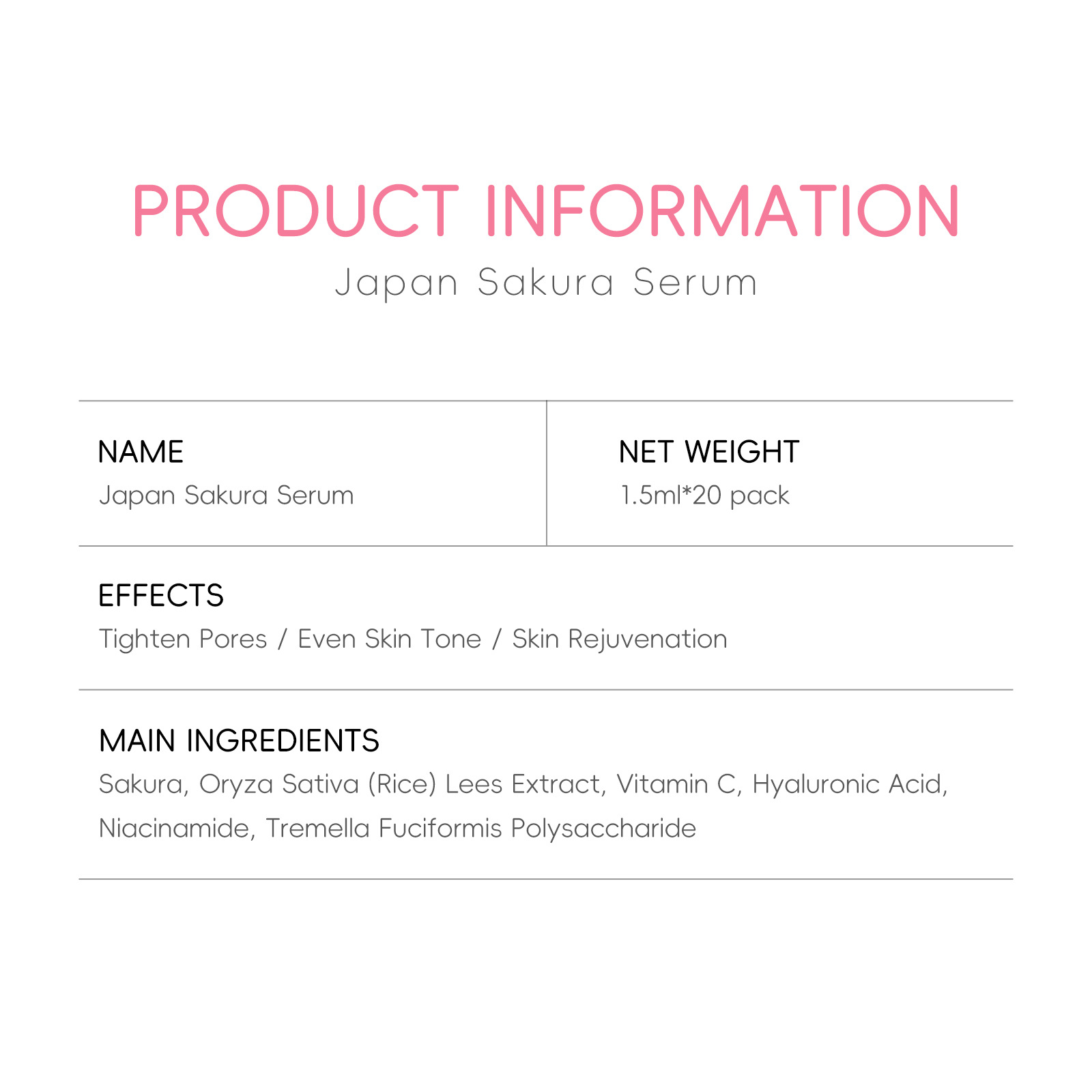 LAIKOU Cherry Blossom Essence 1 piece 1.5ml essence hydrating and moisturizing skin care cross-border supply details Picture