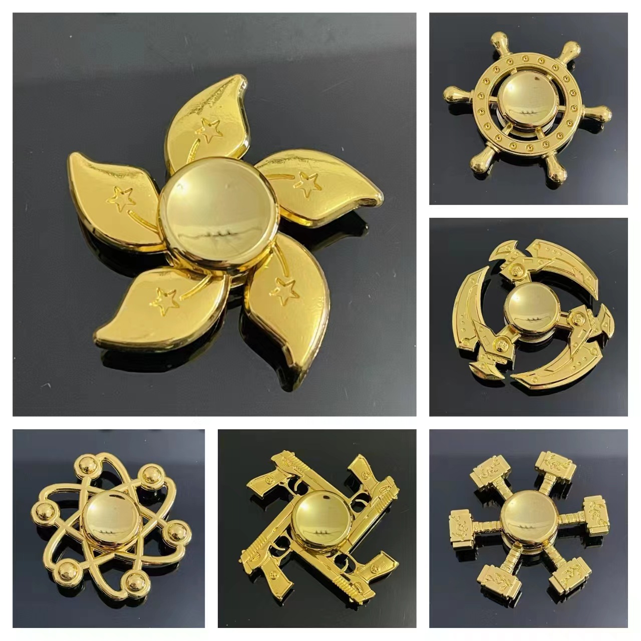 Xu Jutao Factory wholesale alloy fidget spinner Gold series stress-relieving fidget spinner wholesale at street stalls and night markets full figure