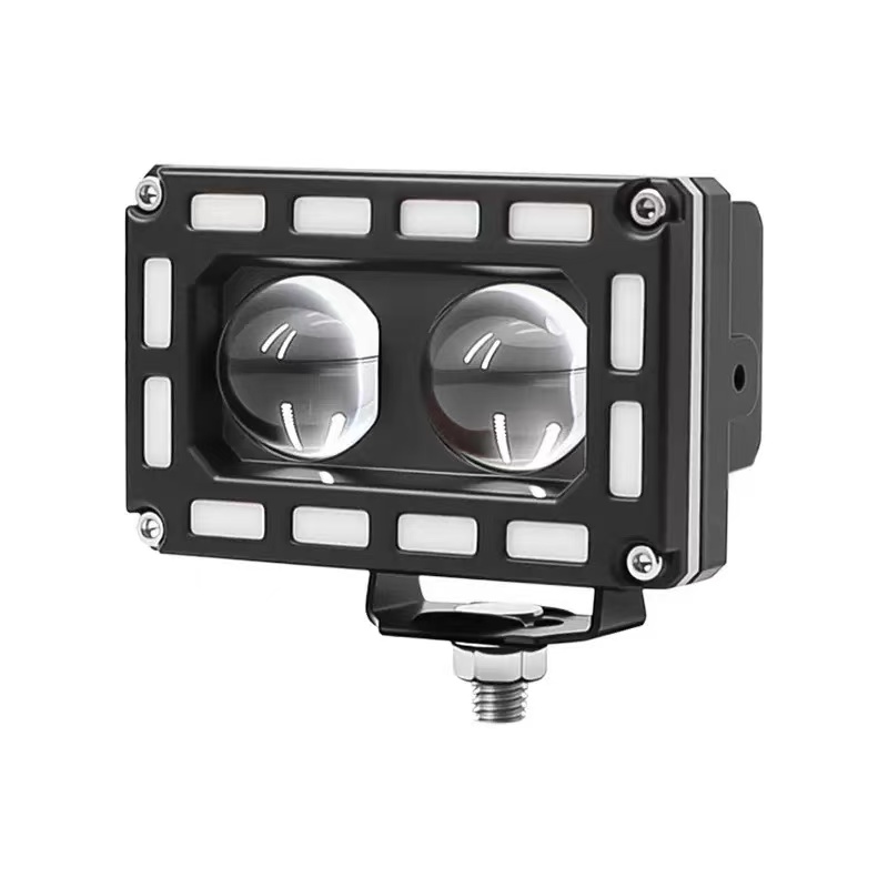 Motorcycle colorful seven-color running lights, electric bike high-brightness waterproof LED spotlights, high and low beam front headlights, dual-color headlights details Picture