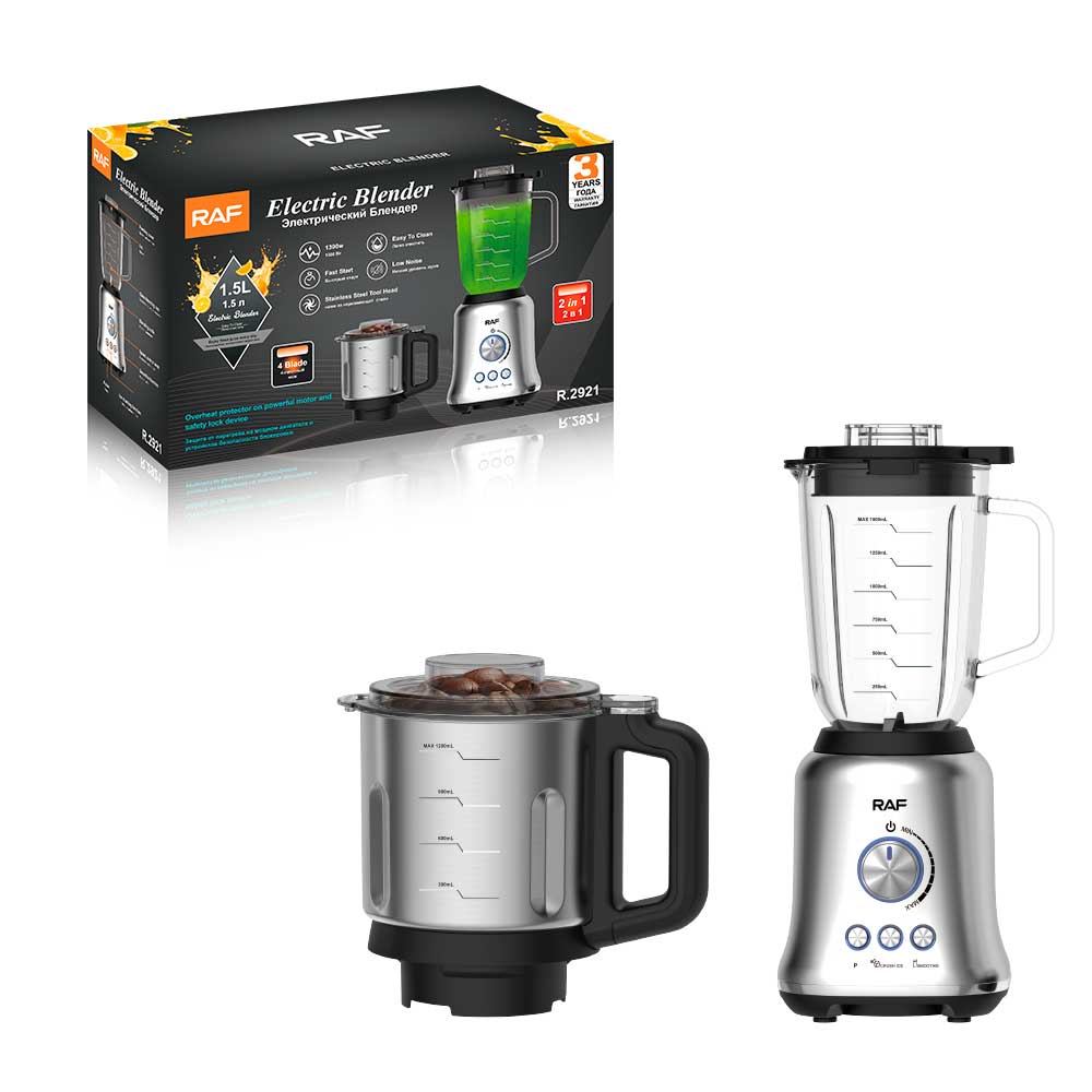 RAF 1.5L European standard blender, glass and stainless steel two-in-one fruit and vegetable juicer, household multi-functional juicer Item Picture