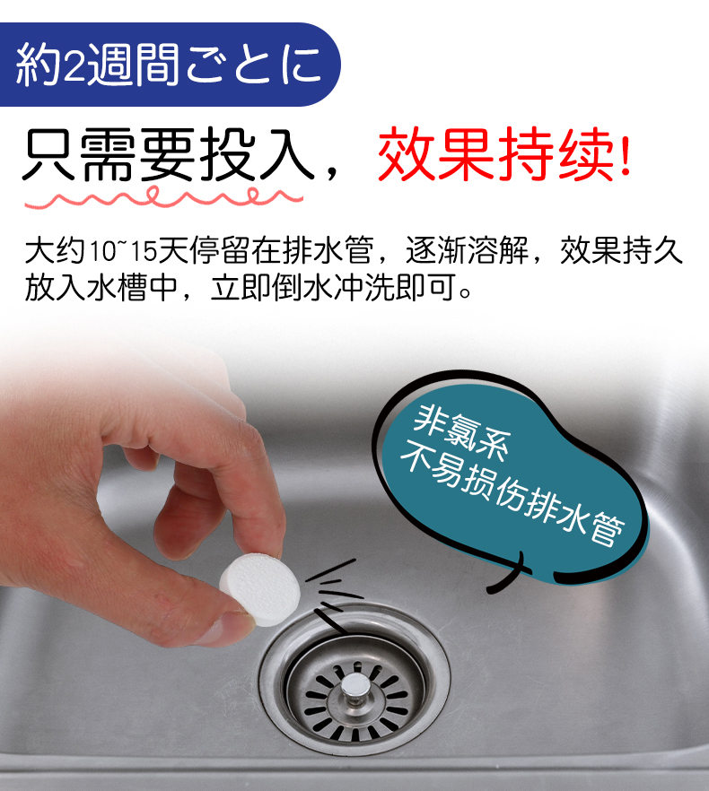 kamijo管道清洁片下水道地漏马桶疏通剂除臭去味排水管清洁详情3