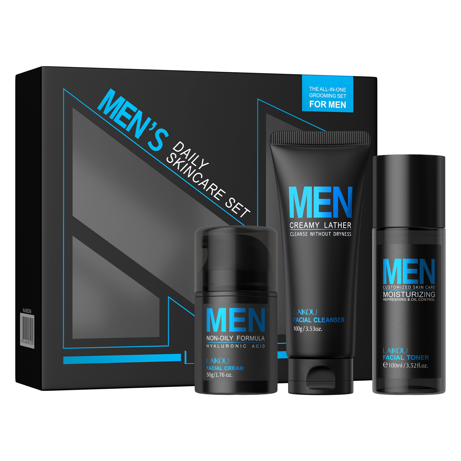 The new cross-border product Laicome Men's 3-piece set (face cream + toner + facial Cleanser) skincare set is available on Amazon Item Picture