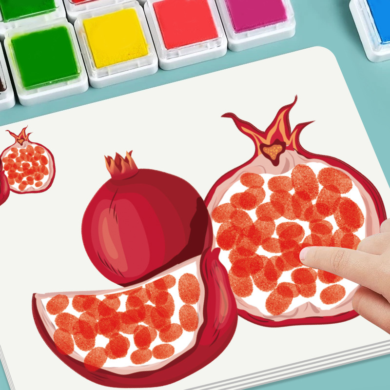 Fingerprint drawing album, palm dot drawing toys, ink paste drawing tool set, baby doodling drawing, fingerprint drawing details Picture