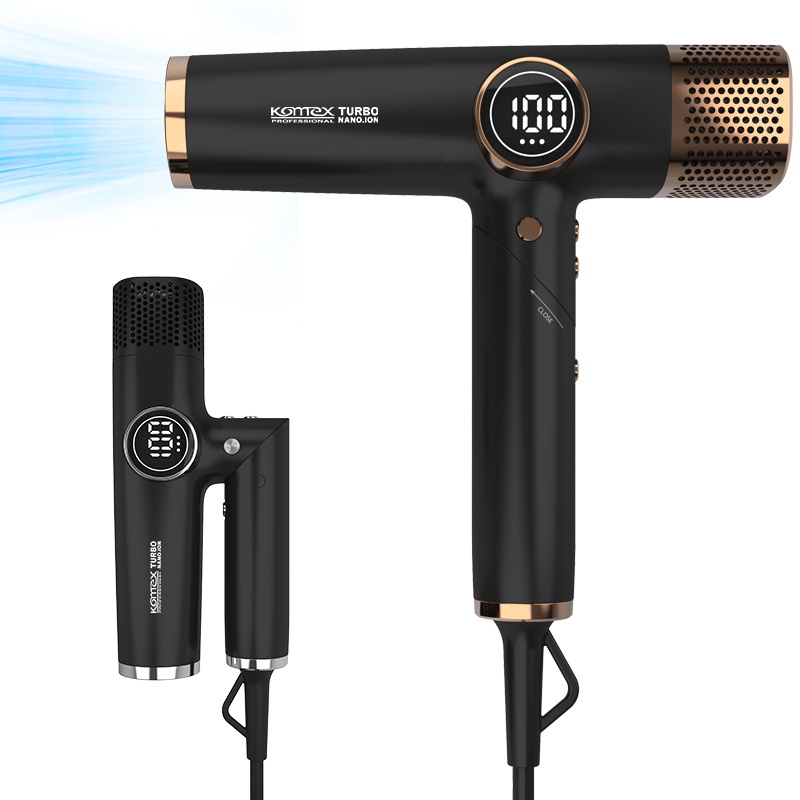 Komex Cross-Border New Products: High-Speed Brushless 110,000 Rpm Folding Travel Hair Dryer, High-Power Constant-Temperature Negative Ion Hair Dryer, Salon Screen Display Hair Dryer Item Picture
