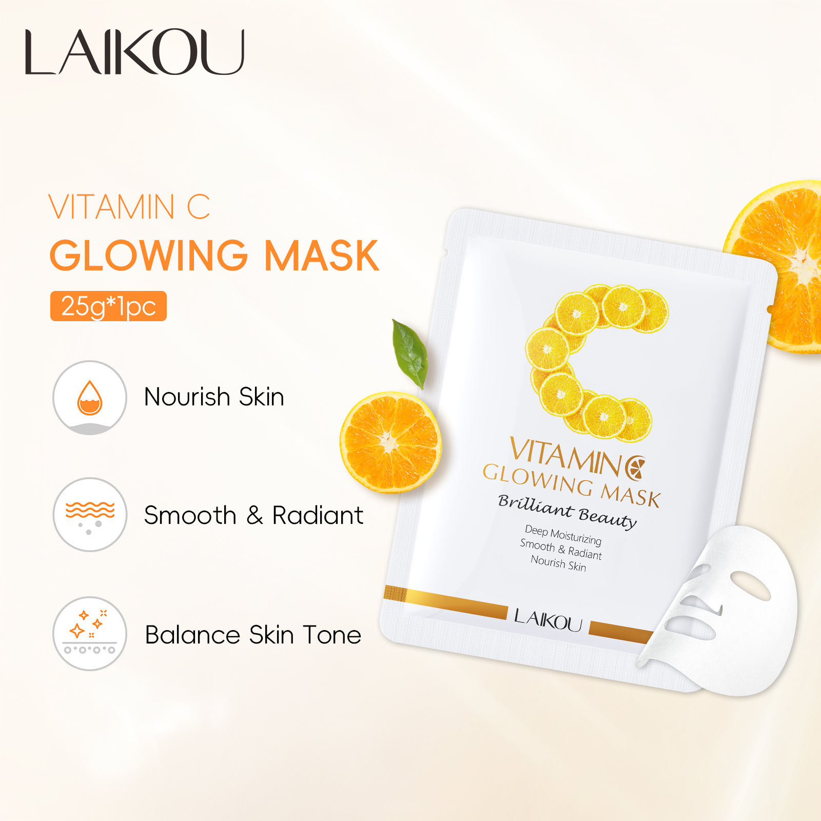 Cross-border new product: Laikouwei c Revitalizing Mask 25g Hydrating and Moisturizing Patch Mask in stock for export. All in English full figure