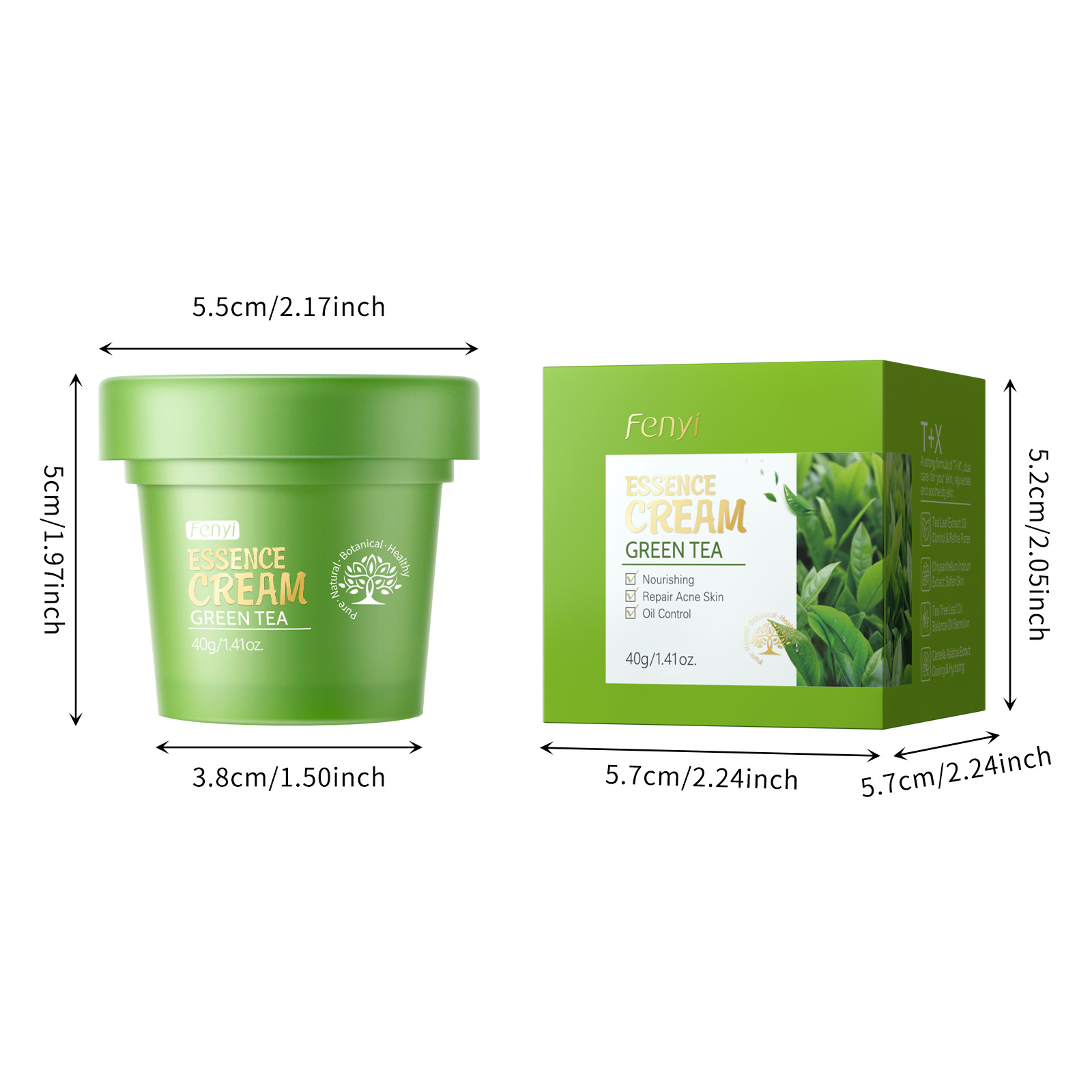 FENYI Green Tea Essence Cream 40g Hydrating, Moisturizing and Nourishing Skin Care Product Cross-border supply English packaging Item Picture