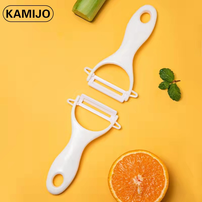 The Japanese Kamijo ceramic peeler for peeling fruits and vegetables is portable for home use details Picture