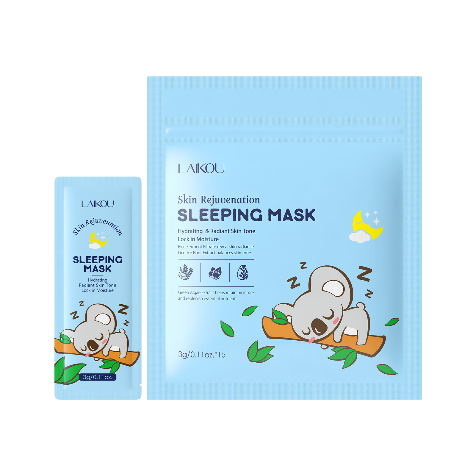 LAIKOU Koala Leave-in Sleeping Mask 3g*15 pieces in English packaging, in stock for export Item Picture