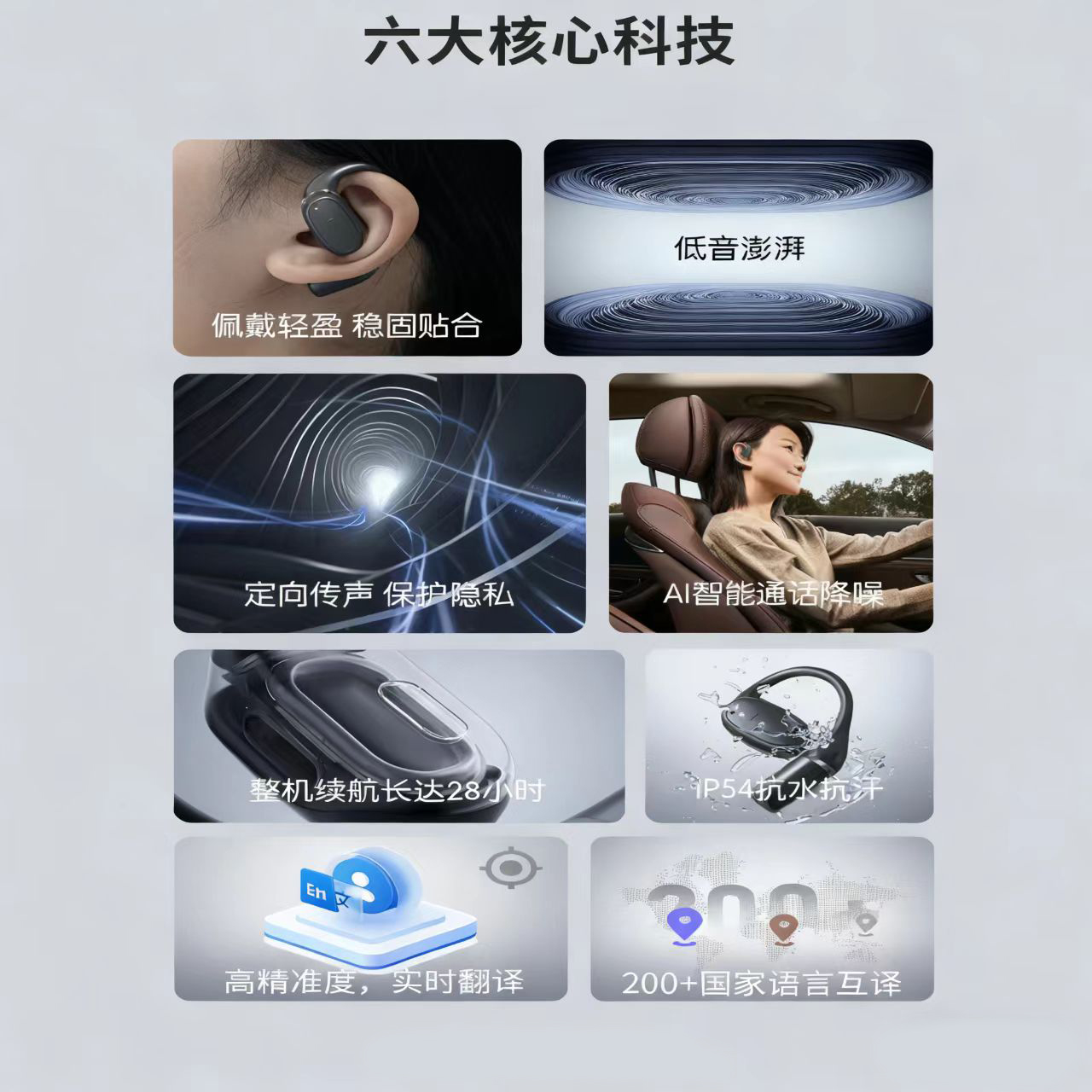 New Cross-Border Ear-Clip Metal Case Ultra-Long Battery Life Wireless Dual-Ear Ai Translation Bluetooth Headphones For Sports Specification drawing