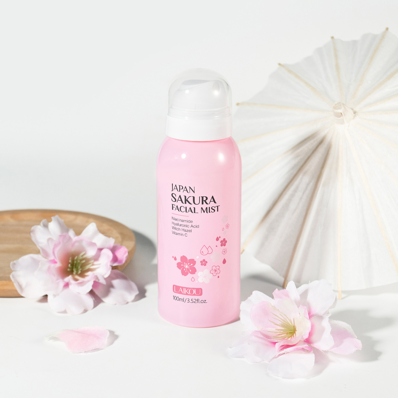 Cross-border Laiko Cherry Blossom Spray 100ml Wet Compress Water Hydrating Moisturizing Toner, full English stock wholesale for export full figure