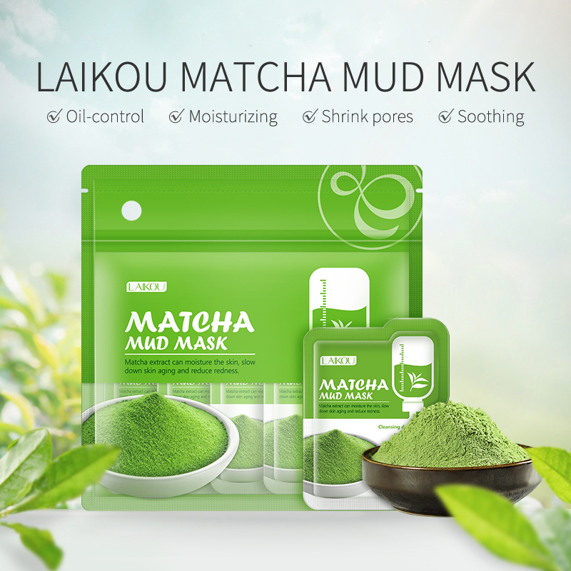 Cross-border LAIKOU Mud Mask Bag Series 5g×12 packs matcha export Mask all-English in-stock skin care products full figure