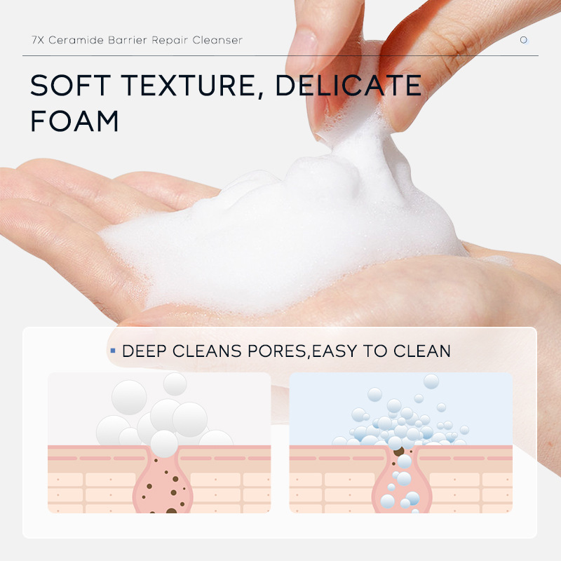 Cross-border LAIKOU Ceramide Facial Cleanser 100g Hydrating and Moisturizing Cleansing Cross-border Export Facial Cleanser Application Scenario