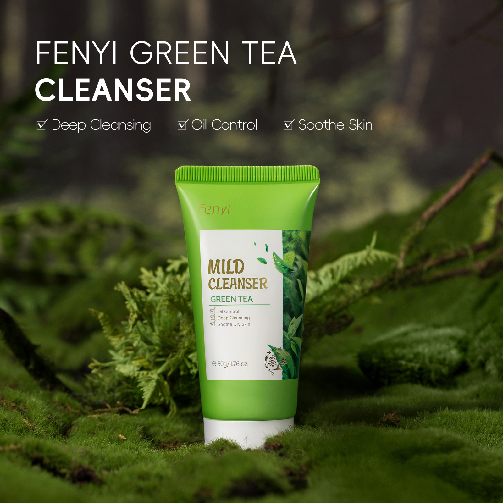 FENYI Green Tea Facial Cleanser 50g Hydrating and Moisturizing Facial Cleanser Cross-border English Cross-border Export Facial Cleanser details Picture
