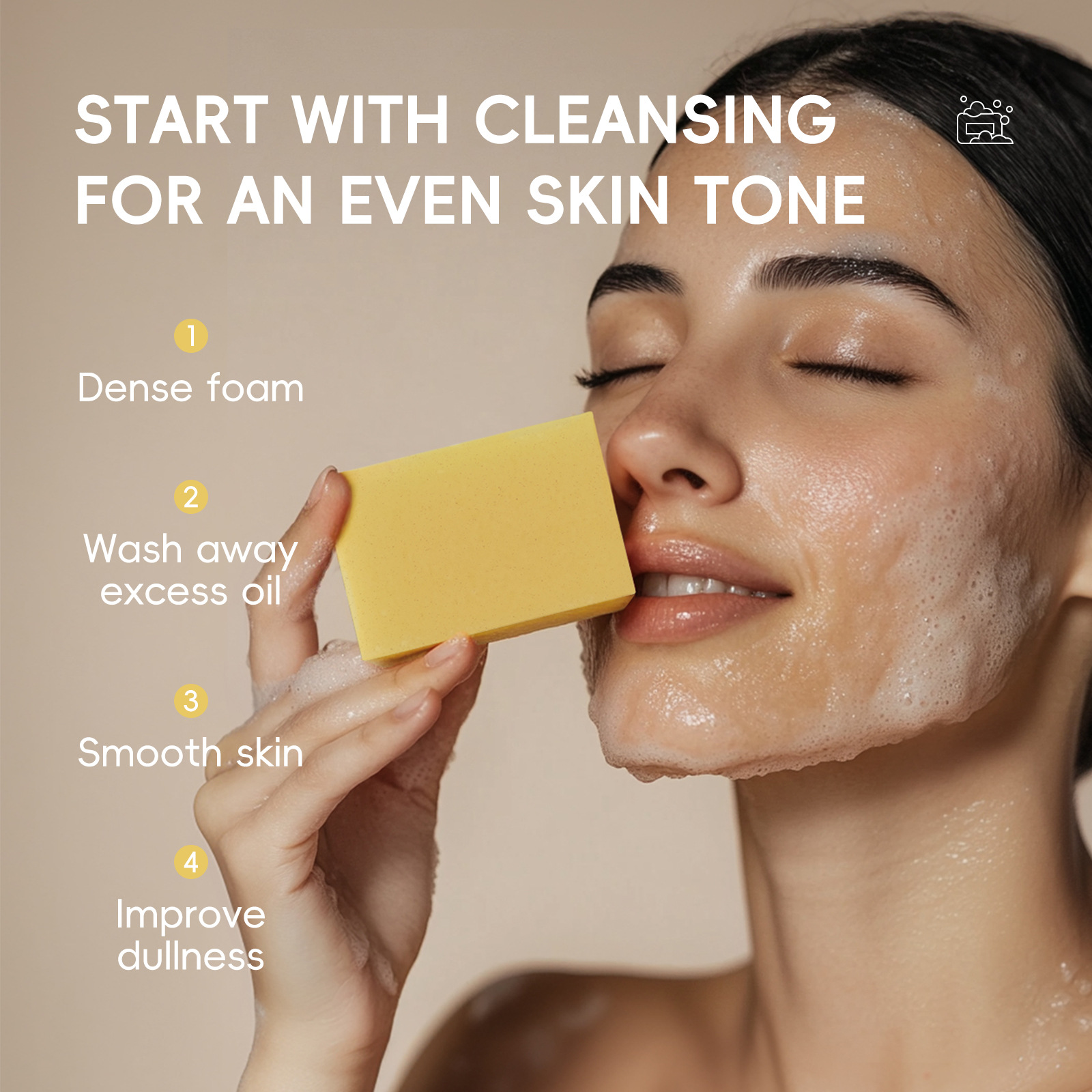 LAIKOU Curic Acid Turmeric Soap 120g for cleansing the face and brightening the complexion. Wholesale of facial soap details Picture
