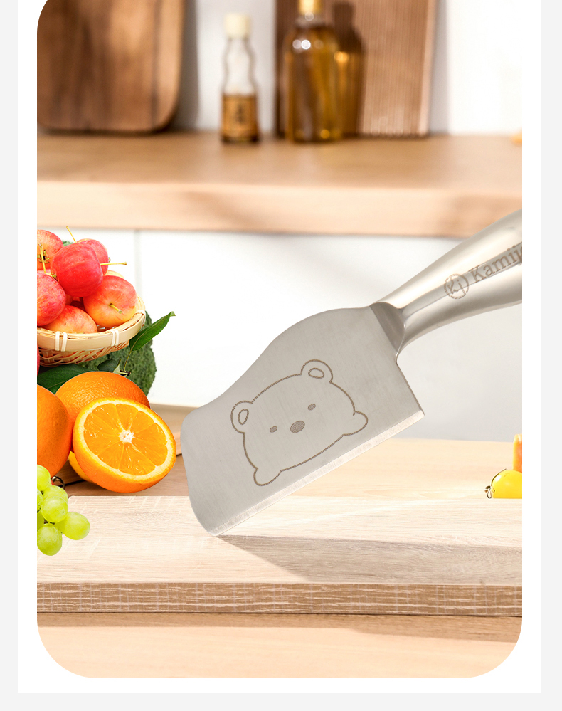 日本kamijo可爱创意切水果神器304不锈钢扁平斜柄水果刀详情13