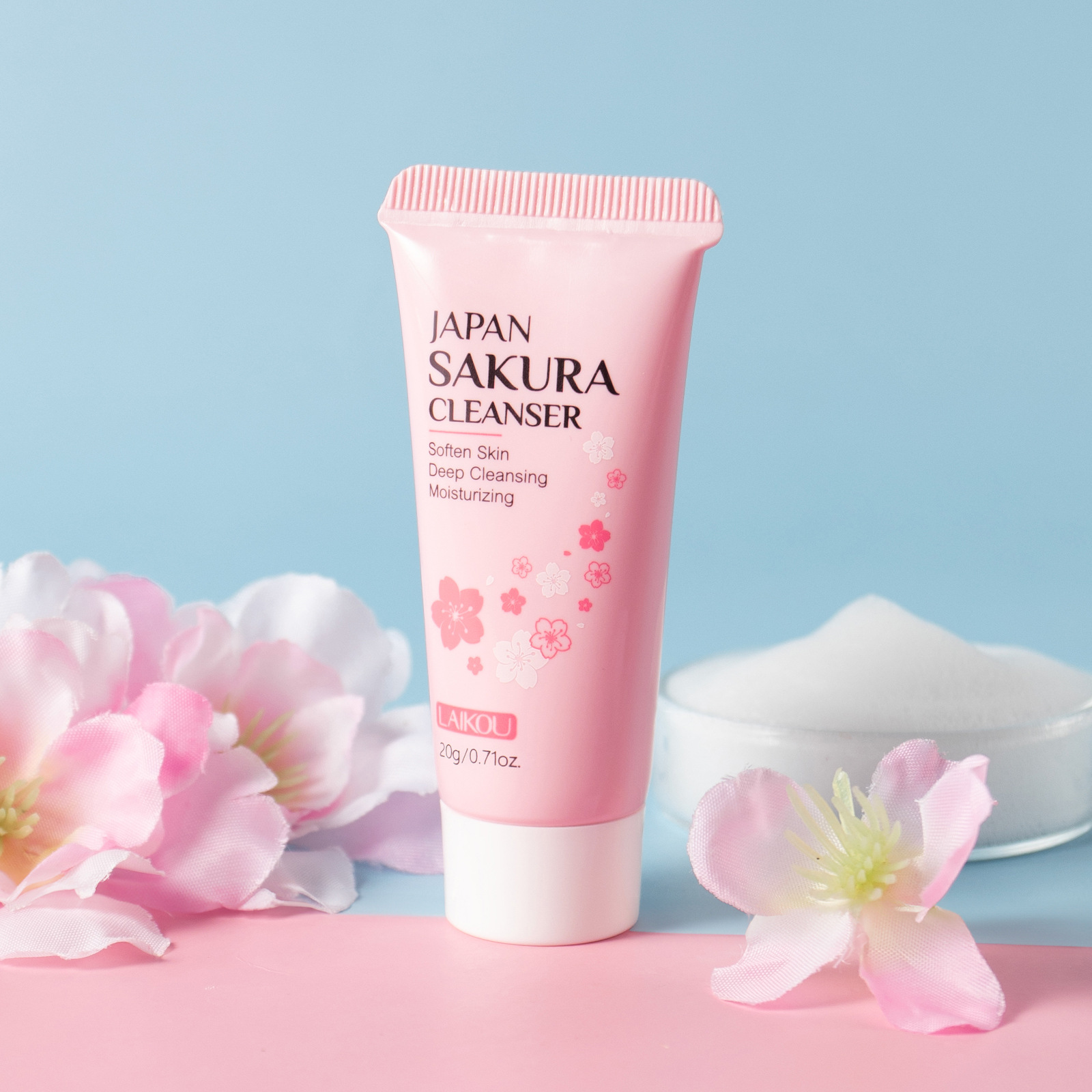 Cross-border LAIKOU Japanese Sakura Facial Cleanser 20g Deeply cleanses the skin Cross-border export facial Cleanser full figure