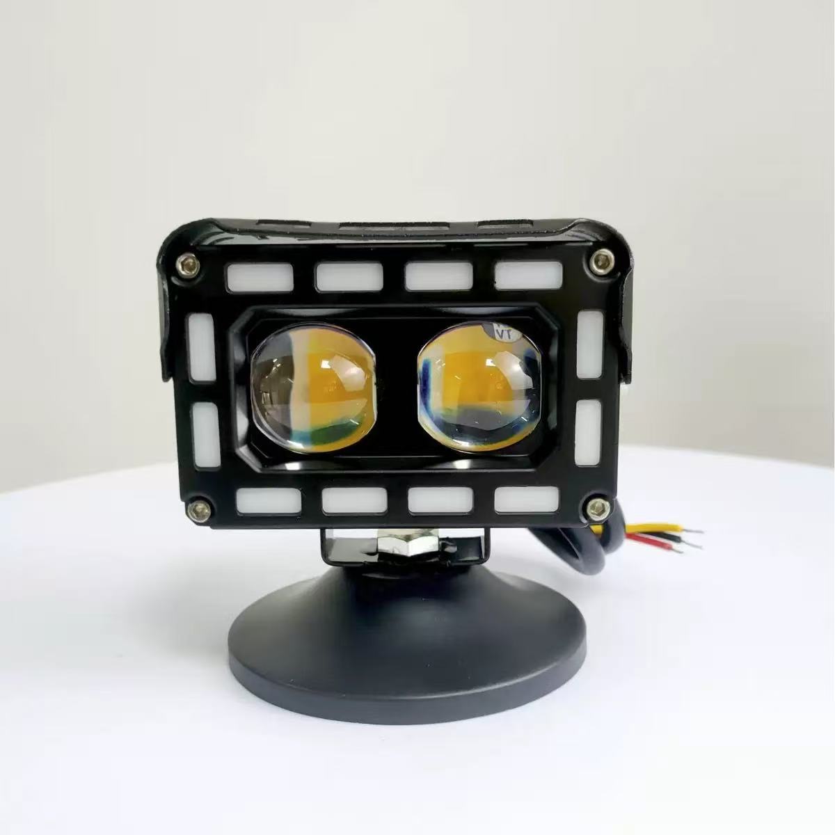 Motorcycle colorful seven-color running lights, electric bike high-brightness waterproof LED spotlights, high and low beam front headlights, dual-color headlights Specification drawing