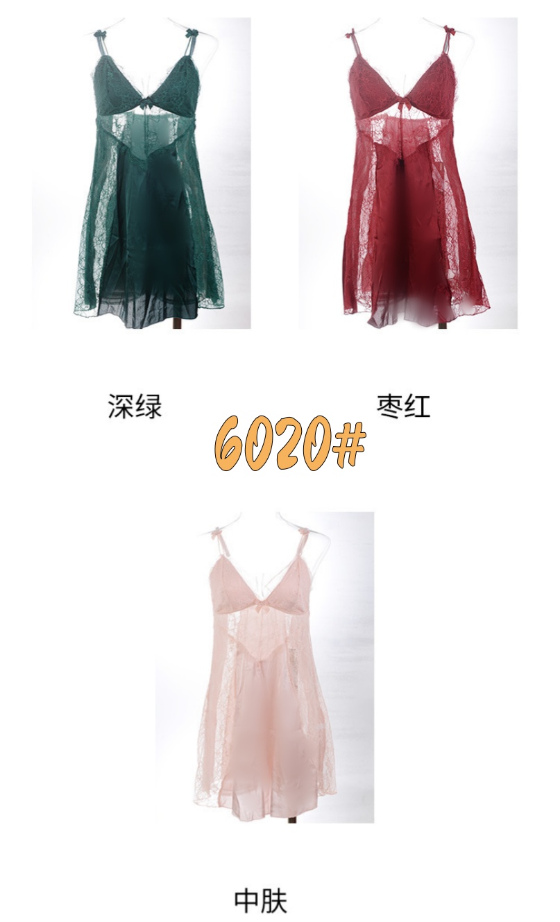 蕾丝睡衣女法式性感吊带睡裙新款内衣弹力镂空蝴蝶结网纱居家睡裙详情9