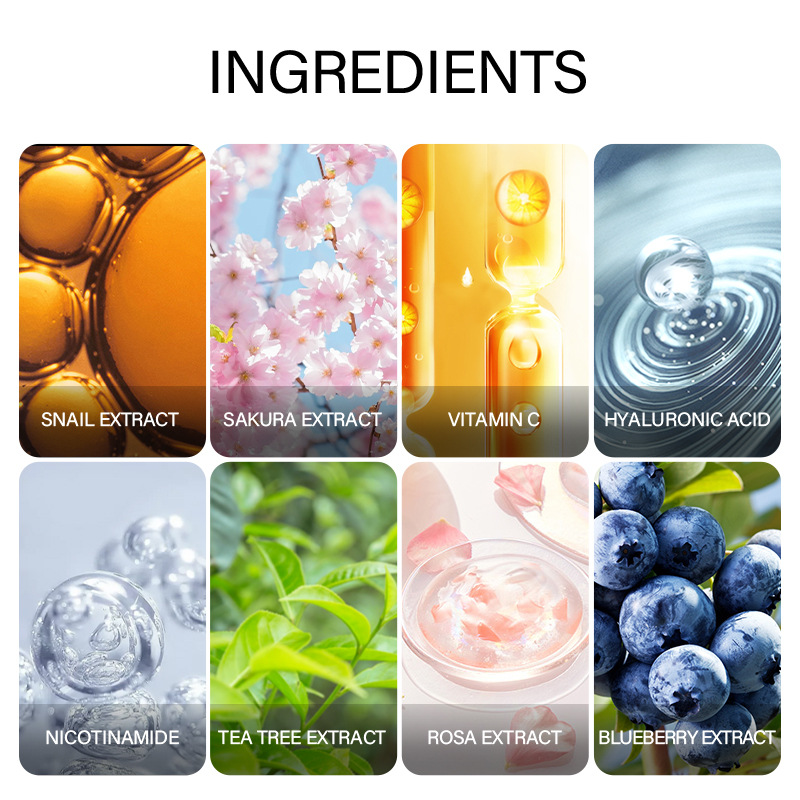 Laikou Eight-Color Essence Sodium Hyaluronate, Sakura Nicotinamide VC, Snail Essence Cross-border supply skin care products Application Scenario
