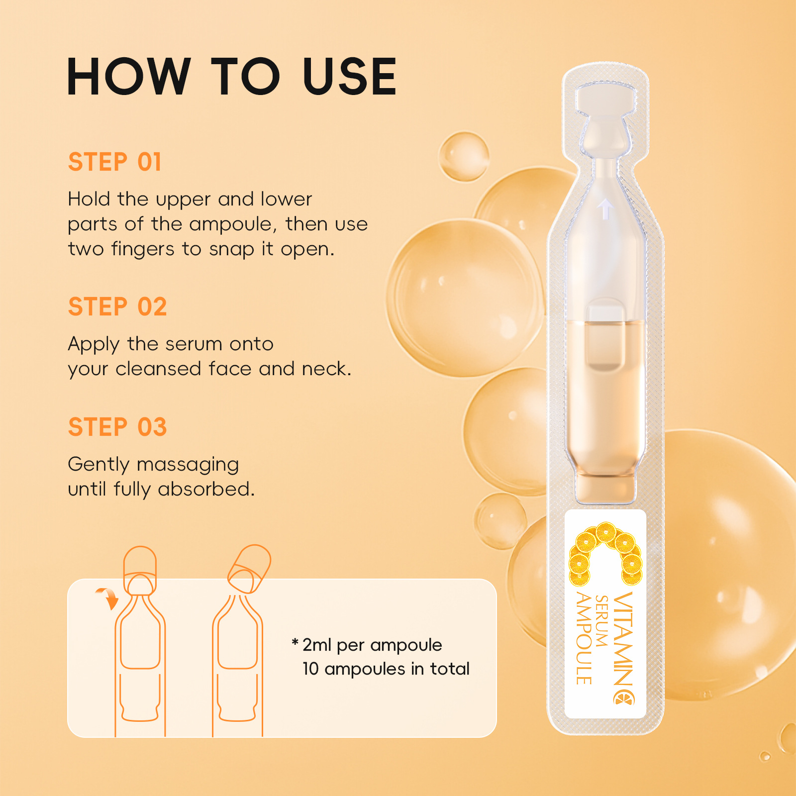Cross-border new product Laicome Vitamin c Essence Ampoule 2ml*10 Facial Hydrating and Moisturizing Essence wholesale Vitamin c Application Scenario