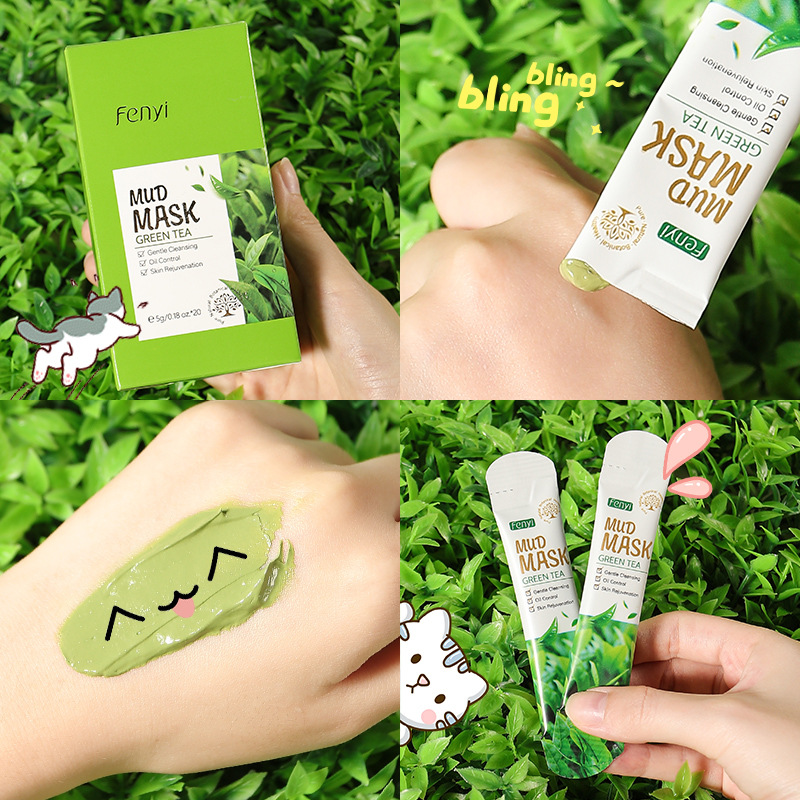 Cross-border FENYI Green Tea Mud Mask Sheet 5g1 Sheet Hydrating and Moisturizing Skin Care Product Export Mask Specification drawing