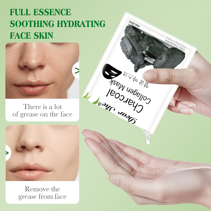 Factory direct sales, foreign trade bestseller 28ml Dear she Bamboo Charcoal Collagen Facial Mask Deeply cleanses facial skin, hydrates, moisturizes and makes the skin smooth and tender details Picture