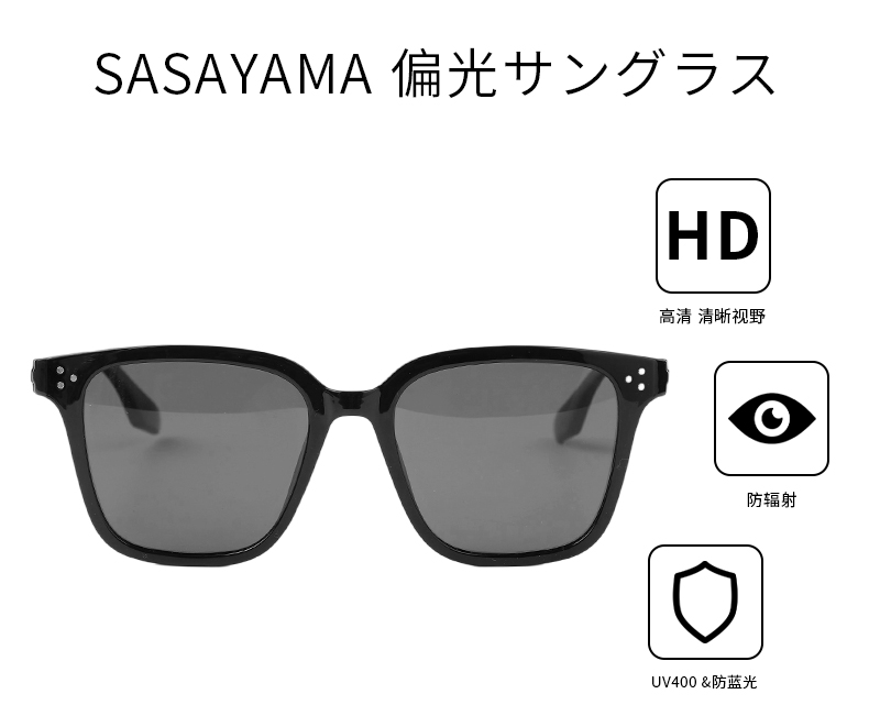 sasayama墨镜显瘦方框经典百搭防紫外线遮阳款偏光墨镜详情1