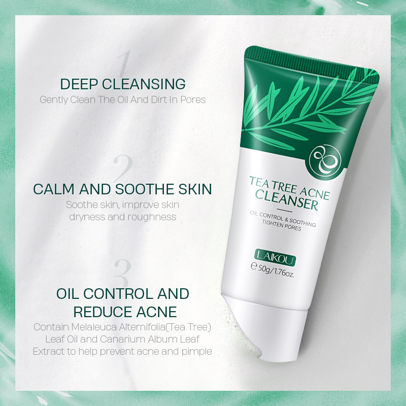 LAIKOU Tea Tree Facial Cleanser 50g Moisturizing, Cleansing and Hydrating Facial Cleanser Cross-border Export Facial Cleanser Specification drawing