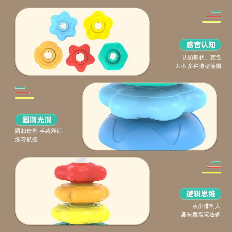 Rainbow Spinning Tower Stacking Game, 6-month-old baby Spinning game, 1-2 year old baby toy, educational early education toy Application Scenario