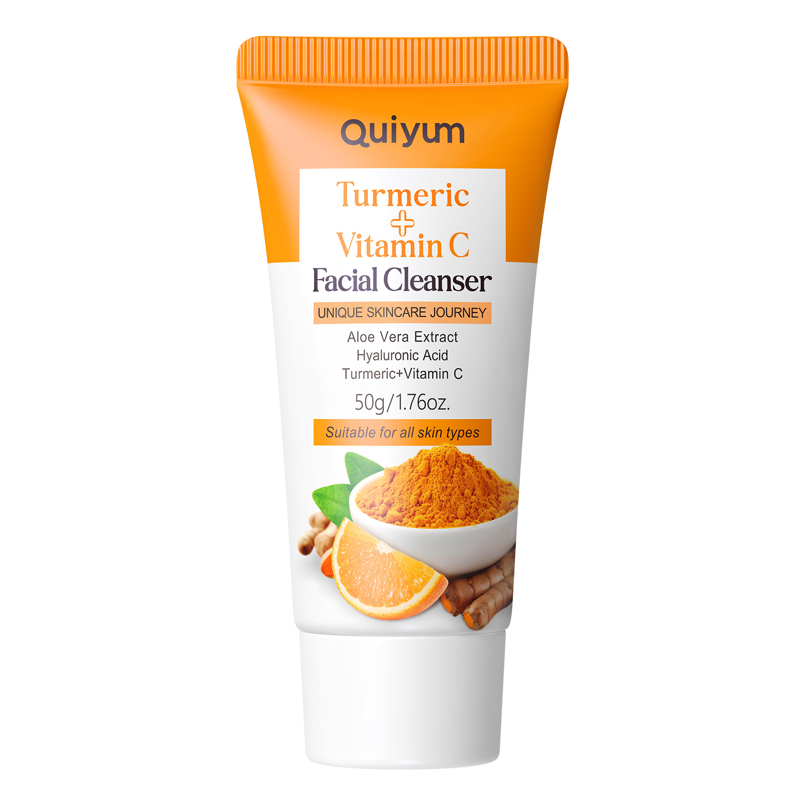 Cross-border QUIYUM Turmeric Vitamin c Cleansing Facial Cleanser 50g Hydrating, Moisturizing and refining Pores Cross-border Export Facial Cleanser Item Picture