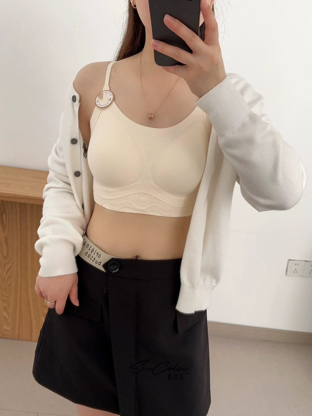 无痕磨毛美背内衣秋冬隐形文胸一体固定杯防走光蕾丝拼接美背抹胸详情13