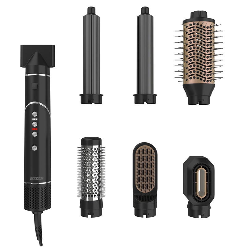Komex Cross-Border High-Speed 6-In-1 High-Speed Motor 110000Rpn Curling Iron Hair Dryer Comb, Multi-Functional Straight And Curling Dual-Purpose Hot Air Comb, Automatic Curling Iron details Picture