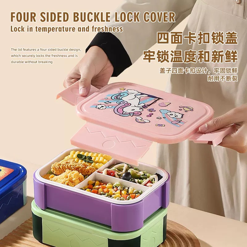 Food-grade compartments lunch box, primary school student lunch box, cute meal box, spring outing picnic, fresh-keeping fruit salad box Item Picture