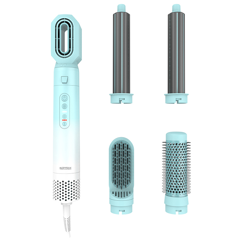 Komex Cross-Border High-Speed 6-In-1 High-Speed Motor 110000Rpn Curling Iron Hair Dryer, 1600W Multi-Functional Straight And Curling Dual-Purpose Hot Air Comb, Automatic Curling Iron details Picture