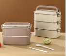 304 food-grade stainless steel lunch box, multi-layer insulated bento box, portable for students and office workers, microwave heating Item Picture