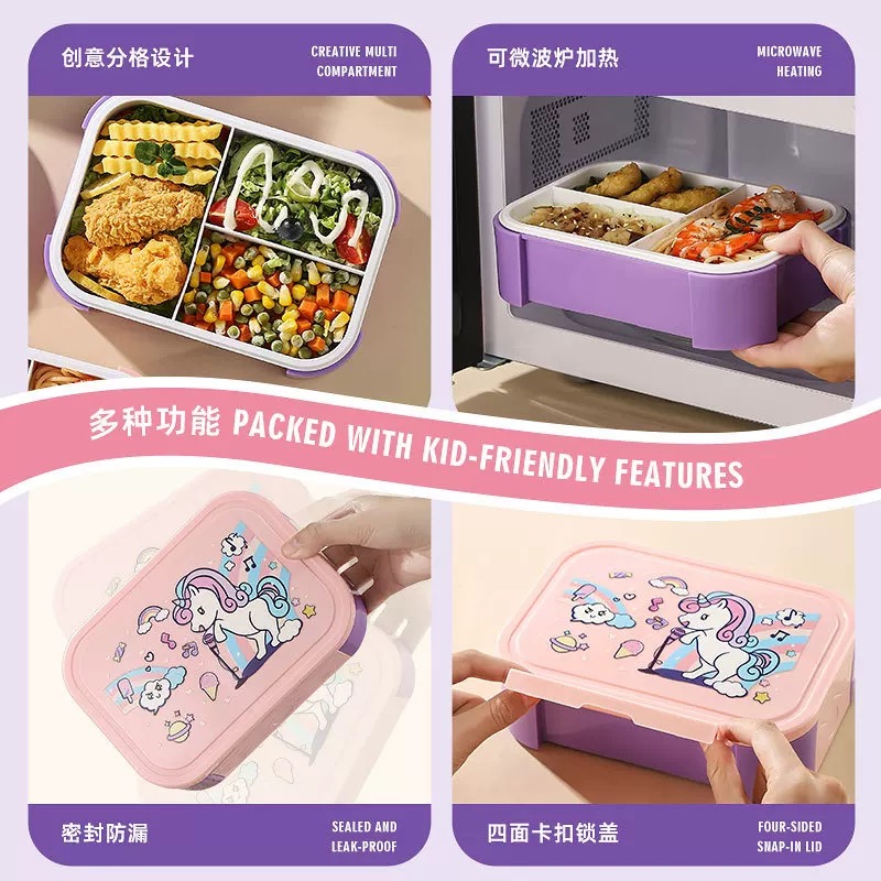 Food-grade compartments lunch box, primary school student lunch box, cute meal box, spring outing picnic, fresh-keeping fruit salad box Application Scenario