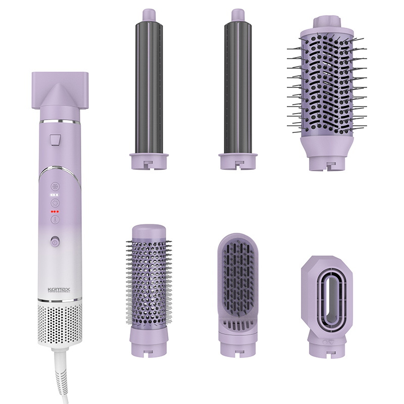 Komex Cross-Border High-Speed 6-In-1 High-Speed Motor 110000Rpn Curling Iron Hair Dryer Comb, Multi-Functional Straight And Curling Dual-Purpose Hot Air Comb, Automatic Curling Iron