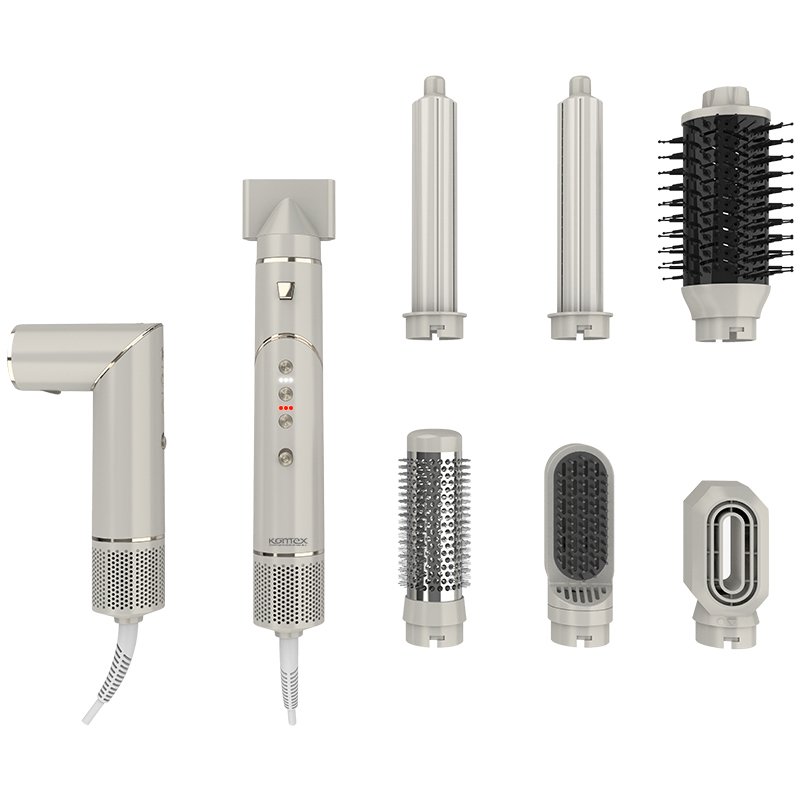 Komex Cross-Border High-Speed 6-In-1 High-Speed Motor 110000Rpn Curling Iron Hair Dryer Comb, Multi-Functional Straight And Curling Dual-Purpose Hot Air Comb, Automatic Curling Iron Item Picture