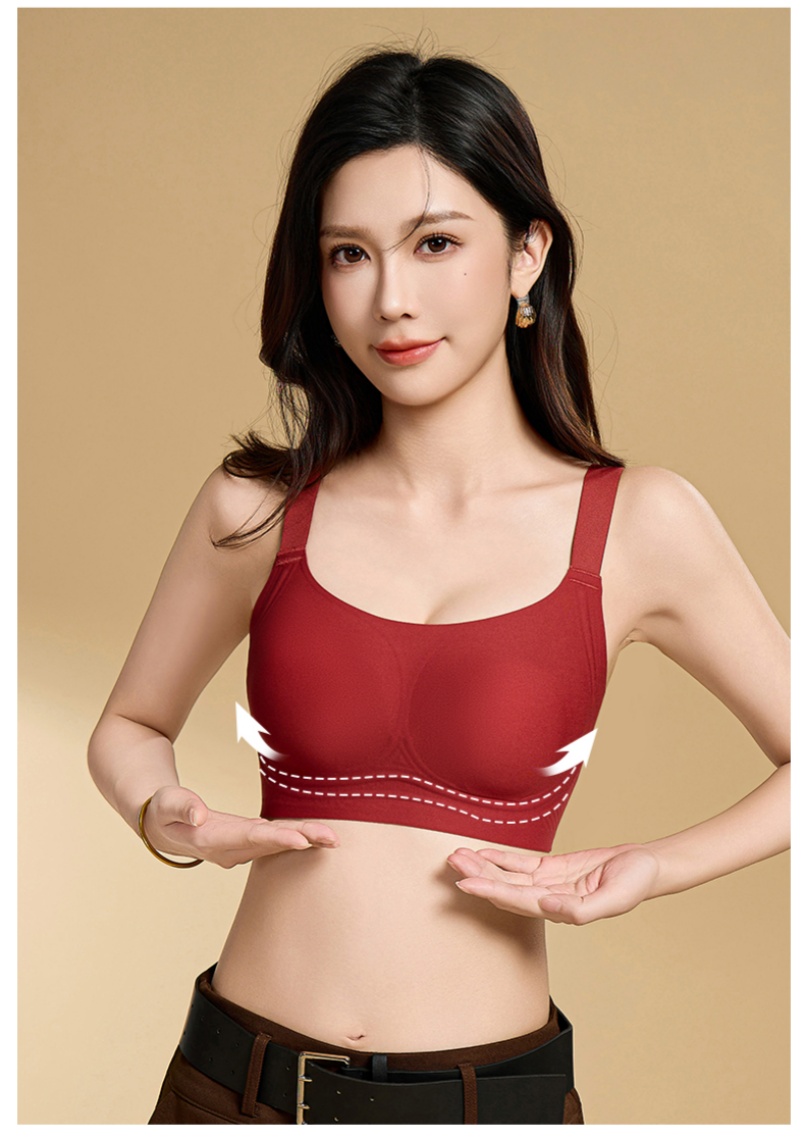 The new seamless jelly strip underwear is comfortable, breathable, light and thin, with invisible button-down buttons and no steel ring. It is a rabbit-ear cup beauty back vest pic 15