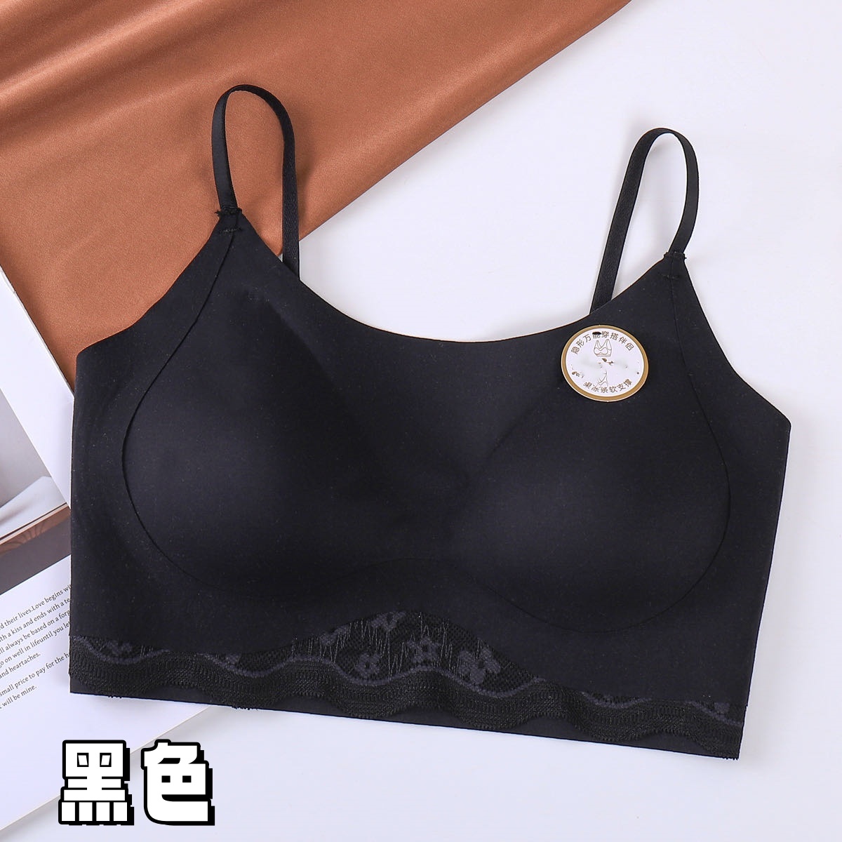 无痕磨毛美背内衣秋冬隐形文胸一体固定杯防走光蕾丝拼接美背抹胸详情15