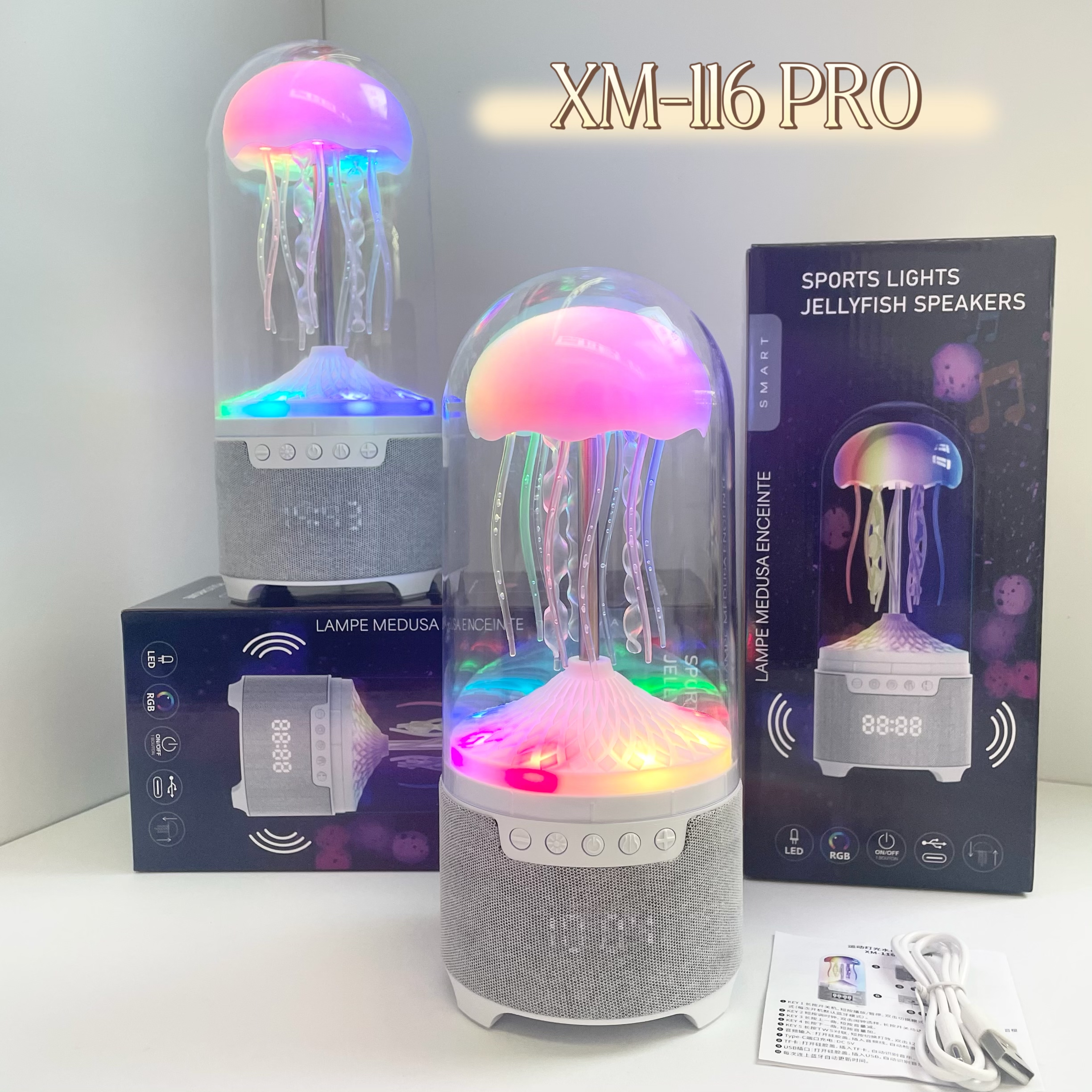 新款水母蓝牙音响 运动灯光水母蓝牙音箱TF FM RGB TWS